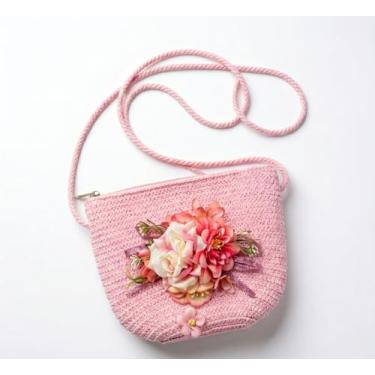Imagem de Bolsa Infantil Transversal Artesanal Praiana Com Flores Alça 15x17cm C
