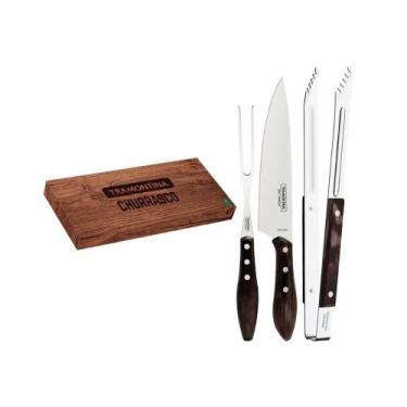 Imagem de Kit Churrasco 3 Peças Tramontina 29899265 Castanho