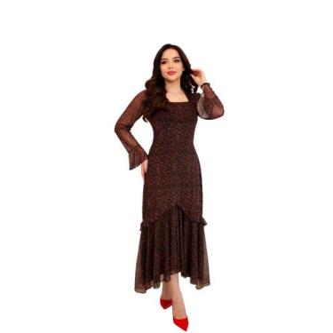 Imagem de Vestido Feminino de Tule Manga Longa Moda Social Evangelica - Zampa, A