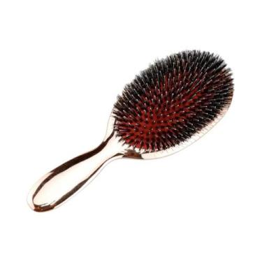 Imagem de Escova De Cabelo Oval De Cerdas De Javali Dourada E Prateada Antiestát