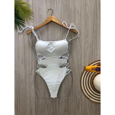 Imagem de Maiô Feminino com Recortes Detalhes em Macramê Luxo Blogueira Tamanho 