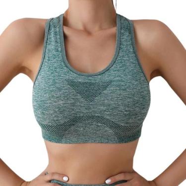 Imagem de Top Hupana Fitness Sem Costura Bojo Removível Alta Compressão, Verde, 