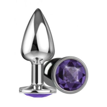 Imagem de Plug Anal de Aço com Joia Sexshop - LOVEMAX IMPORT, ROXO, 9,5CM