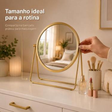 Imagem de Espelho De Maquiagem Aumento Dupla Face Mesa Bancada Maquiagem Closed 