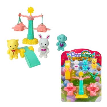 Imagem de Brinquedo Carrossel Mini Paraíso Infantil Giratório com Animais 09 Peças Dute Brasil