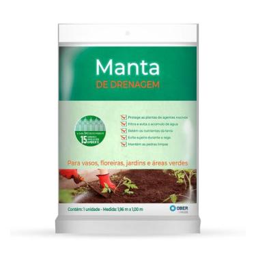 Imagem de Manta de Drenagem Jardinagem - 1,96m X 1,00m - 100g/m² - Cinza - Ober