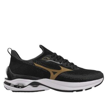 Imagem de Tênis Masculino Mizuno Wave Mirai 8 Knit Preto/Dourado, Preto, Dourado