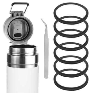 Imagem de Linkidea Pacote com 6 juntas de reposição para garrafa de água compatível com Stanley Quick FILP GO 680 g/1,020 g, vedação de borracha à prova de vazamento com pinça para tampa de garrafa, preta