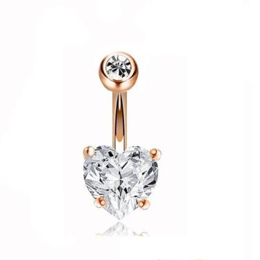 Imagem de Piercing umbigo com pedra coração - Mais Bella, Dourado