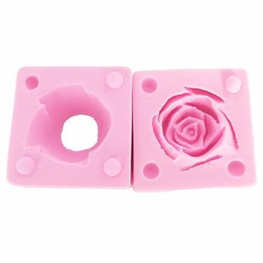 Imagem de Molde de silicone de flor rosa 3D para decoração de bolo de fondant, topo de cupcake, gumpaste, argila de polímero, argila de metal, cera, vela, sabão