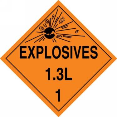 Imagem de Accuform MPL126CT100 PF-Cardstock Hazard Class 1/Division 3L DOT Placard, Legenda "Explosives 1,3L 1" com gráfico, 26-3/4" largura x 26-3/4" comprimento, preto sobre laranja (pacote com 100)