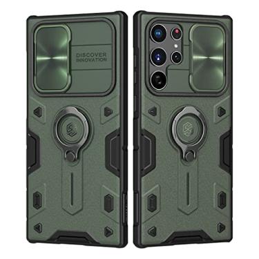 Imagem de Nillkin Capa para Galaxy S22 Ultra com suporte e capa para câmera, capa protetora CamShield com proteção deslizante para câmera e suporte giratório para Samsung Galaxy S22 Ultra 5G 6,8 polegadas 2022,