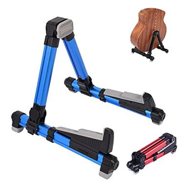 Imagem de Yajun Suporte de guitarra dobrável ajustável de alumínio universal para violão, violino, ukulele e violino, azul