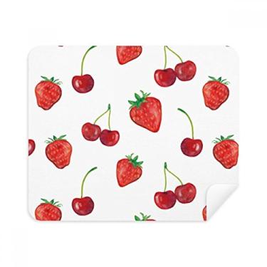Imagem de Pano de limpeza de tela com estampa de frutas vermelhas e morango, 2 peças, tecido de camurça