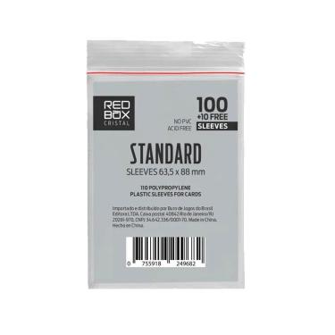 Imagem de Sleeves Padrão Poker Size 63,5 X 88mm Cristal 110 unidades Buró Red Box
