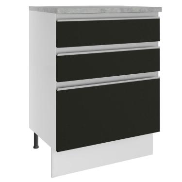 Imagem de Balcão Glamy 60cm 3 Gavetas Branco Preto