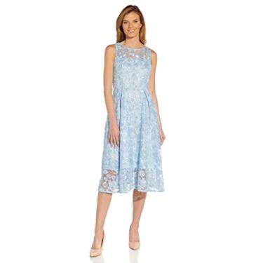 Imagem de Adrianna Papell Vestido feminino bordado na altura do chá, Água transparente, 42