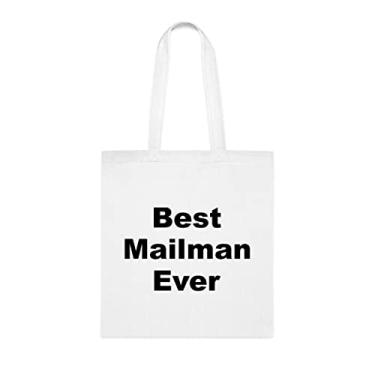 Imagem de Bolsa Tote Mailman, Best Mailman Ever Bag, presente de carteiro, presente para carteiro, bolsa de ombro carteiro, bolsas reutilizáveis, bolsa de aniversário Branco