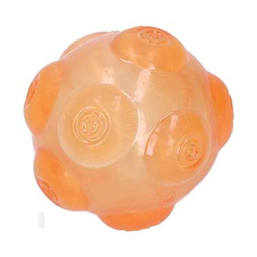 Imagem de Zerodis Bola de mastigar para animais de estimação TPR Squeaker bola flutuante limpeza de dentes ao ar livre cão futebol para cães médios e pequenos (laranja)