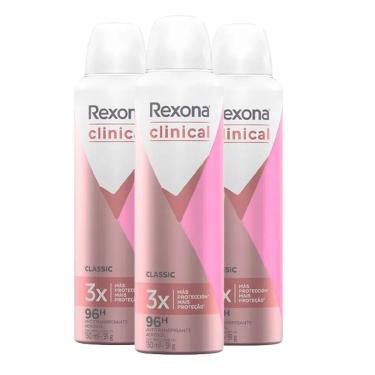 Imagem de Kit Desodorante Antitranspirante Aerosol Rexona Clinical Classic - 3 Unidades