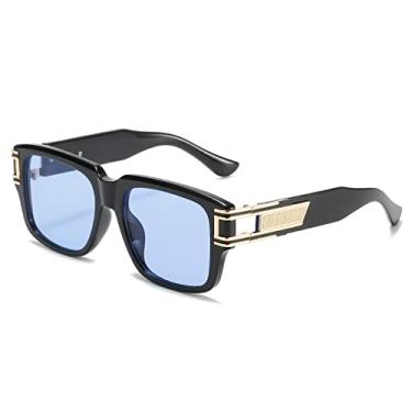 Imagem de Óculos de sol quadrados retrô masculinos de luxo superdimensionados femininos óculos de sol moda óculos de sol de condução de carro uv400 óculos, c6 preto azul, tamanho único