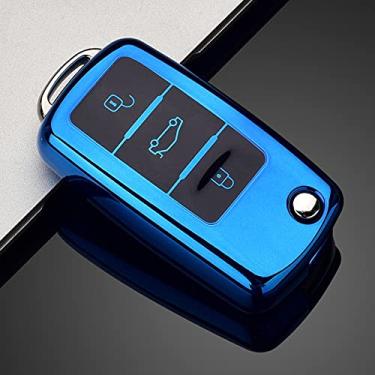 Imagem de YJADHU Capa de chave de carro estilo carbono TPU macio, apto para VW Polo Golf Passat para Skoda Octavia A5 Bora Jetta Seat Ibiza Leon, 8