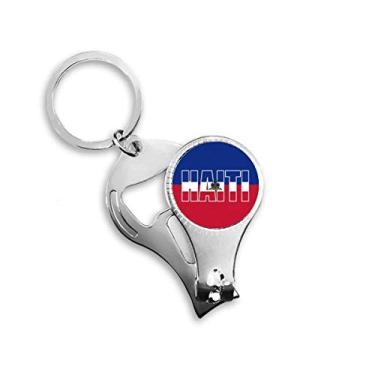 Imagem de Chaveiro Abridor de Garrafas Cortador de Unhas com Nome da Bandeira do País do Haiti