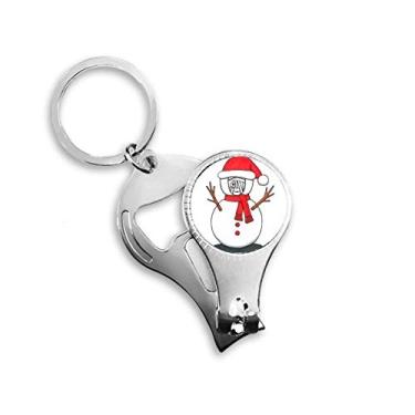 Imagem de Boneco de neve de Natal Hórus cachecol ramo de unha anel chaveiro abridor de garrafa cortador