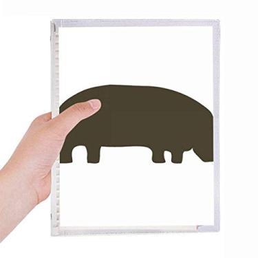 Imagem de Caderno de retrato de animal de hipopótamo preto, diário de folhas soltas recarregável, papelaria