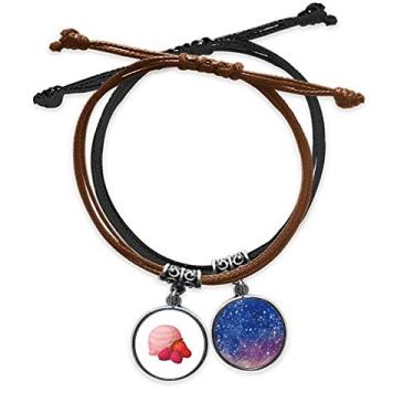 Imagem de DIYthinker Pulseira de bola de sorvete rosa morango uva corrente de mão pulseira de couro céu estrelado, Não se candidatar