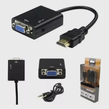 Imagem de Cabo Adaptador Conversor Hdmi Para Vga Com Cabo Auxiliar de Áudio