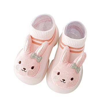 Imagem de Sapatos infantis de verão verão e outono confortáveis sapatos infantis infantis fofos padrão de coelho de cervo (rosa, 0 a 6 meses)