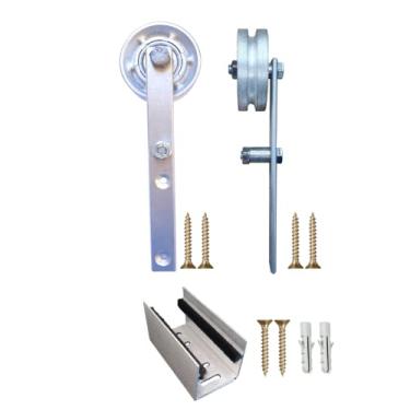 Imagem de Kit 2 Roldanas e 1 Guia para Trilho Cantoneira Ferro - Prata - Al-Fer