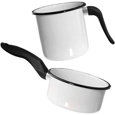 Imagem de Conjunto Panela Esmaltada Ágata 1L e Leiteira 1,5L com cabos em Nylon Esmaltados Silva Branco