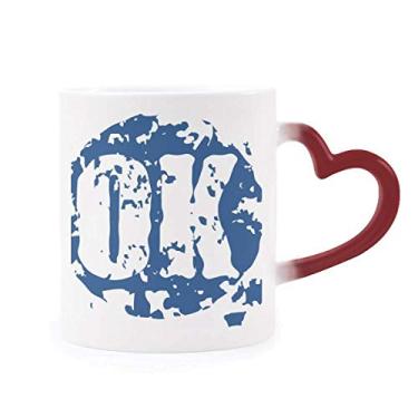 Imagem de Caneca de grés com estampa de ilustração redonda sensível ao calor OK Design muda de cor vermelha