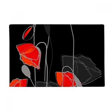 Imagem de DIYthinker Tapete de porta de banheiro com pintura abstrata de milho com flores vermelhas antiderrapante