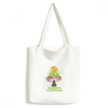 Imagem de Linda bolsa de lona com ilustração de criatura de cogumelo verde bolsa de compras casual