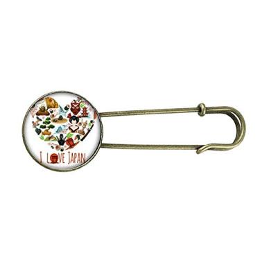 Imagem de Broche de metal retrô com ilustração de sushi I Love Japan
