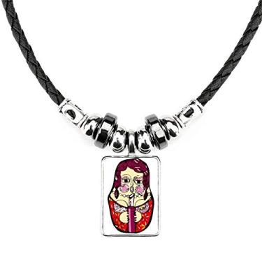 Imagem de DIYthinker Rússia Russa Bonecas Russas Colar Feminino Joia Torque Pingente de Corda de Couro