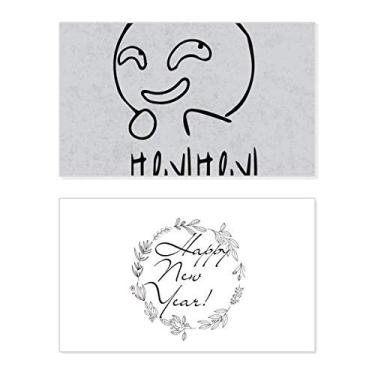 Imagem de Strange Smile Black Cute Chat Happy New Year Festival Cartão de felicitações Bless Message Present