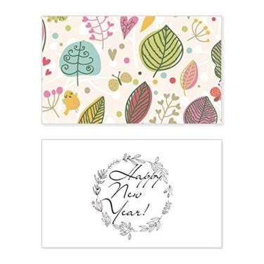 Imagem de Color Leaf Flower Plant Paint New Year Festival Greeting Card Bless Message Gift