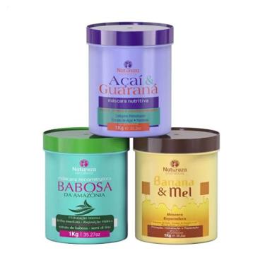 Imagem de Kit Cronograma Capilar Natureza Cosméticos - 3 Máscaras 1kg