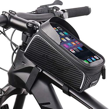 Imagem de C/H Bolsa de telefone para bicicleta Bolsa de bicicleta Bolsa de tubo para bicicleta com moldura frontal à prova d'água para acessórios de bicicleta Suporte de telefone para iPhone Plus Xs Max de 6,5 polegadas