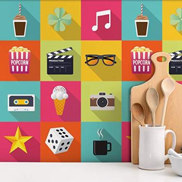 Imagem de Adesivo de Azulejo Cozinha Flat Geek 20x20cm 12un