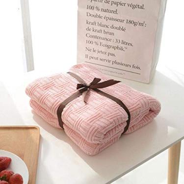 Imagem de Cobertor de malha com cabo, cobertor leve macio e quente de sofá, decoração para casa, cobertores de malha multicolor para sofá, poltronas e poltronas cama rosa 180 * 200 cm