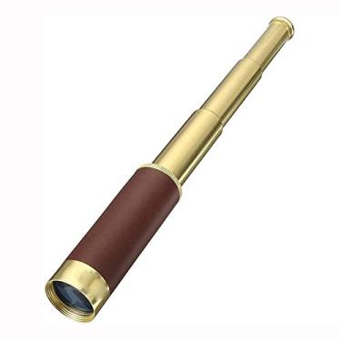 Imagem de Telescópio monocular vintage, 25x30Zoomable à prova d'água liga de alumínio telescópio ótico ajustável de latão para viagens, navegação, velejar, velejar, ver jogos, assistir