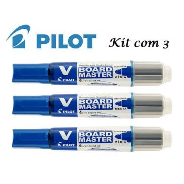 Imagem de Kit Pincel De Quadro Branco Recarregável Pilot Azul Com 3