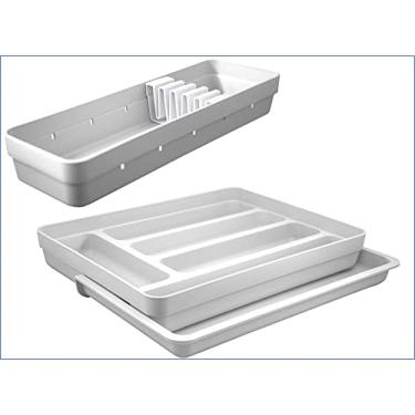 Imagem de Kit Organizador Gavetas Talheres C/Extensor Porta Talher Facas Cozinha Logic - Ou - Natural