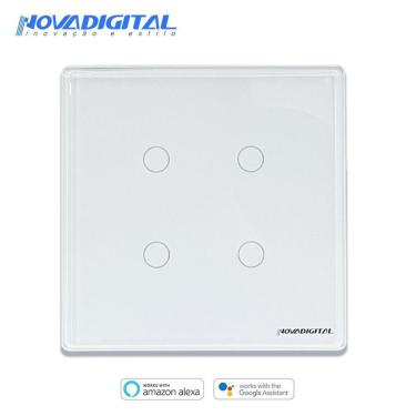 Imagem de Interruptor smart 4x4 WiFi 4 botões Touch Alexa Google - BRANCO