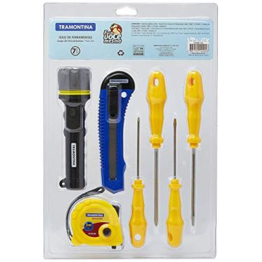 Imagem de Tramontina 43409102, Kit de Ferramentas 7 Peças com 1 Trena, 1 Lanterna, 1 Estilete e 4 Chaves de Fenda